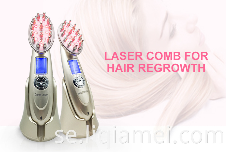 Portable Electric Massager Power Hair Grow Laser Hair Growth Comb USB 630-650NM Röd ljus Laser Hårtillväxtkam